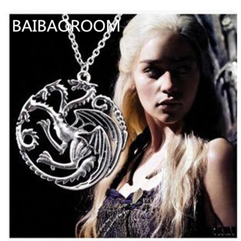 Valentine's Day Gift The Song Of Ice And Fire Game Of Thrones Daenerys Targaryen Dragon Badge 56cm Chain Necklace