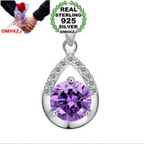 OMHXZJ Wholesale jewelry woman girl Amethyst AAA zircon 925 sterling silver NO Chain Necklace faith of love pendant Charms PE24