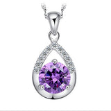 OMHXZJ Wholesale jewelry woman girl Amethyst AAA zircon 925 sterling silver NO Chain Necklace faith of love pendant Charms PE24