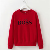 2018 Women Sweatshirts Ladies Causal Letter BOSS Printed Hooded Sweatshirt Long Sleeve Pullover Tops Sudadera Mujer Pullover