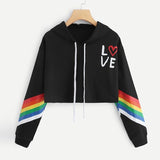 Fashion Female Long Sleeve Hoodie Pullover Sweatshirt Rainbow Letter Print Women's Sweatshirt Tops Ladies clothes felpe donna