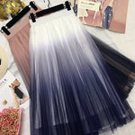 Gogoyouth Long Tulle Skirt Women 2019 Spring Summer Gradient Korean Elegant High Waist A-line Pleated School Midi Skirt Female