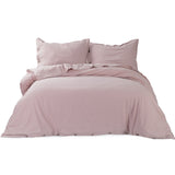 Warm Cotton-Linen Quilt Set Soft Breathable Bed Cover Crafted Pink Button Coverlet Set Comfortable Luxury Duvet Cover