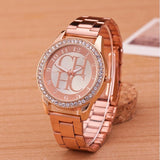 Relogio Feminino Rose gold Stainless Steel Rhinestone Women watch Fashion Luxury Brand CH Sport Digital quartz Watch Chasy