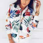 Print Bomber Jacket Women Flowers Zipper Up Retro Coat Spring 2019 Summer Long Sleeve Basic Plus Size Short Biker Jackets Female