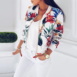 Print Bomber Jacket Women Flowers Zipper Up Retro Coat Spring 2019 Summer Long Sleeve Basic Plus Size Short Biker Jackets Female