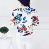 Print Bomber Jacket Women Flowers Zipper Up Retro Coat Spring 2019 Summer Long Sleeve Basic Plus Size Short Biker Jackets Female