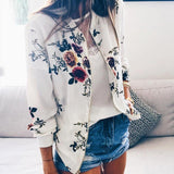 Print Bomber Jacket Women Flowers Zipper Up Retro Coat Spring 2019 Summer Long Sleeve Basic Plus Size Short Biker Jackets Female