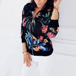 Print Bomber Jacket Women Flowers Zipper Up Retro Coat Spring 2019 Summer Long Sleeve Basic Plus Size Short Biker Jackets Female