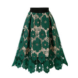 Fashsiualy Women Fashion Summer maxi long high waist Skirt Lace Flower Print skirts Beach Party Elegant Midi Skirt Female