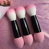 1pc Professional blusher brush Nylon Make up Brushes Two Head Metal Cosmetic Tools with Sponge