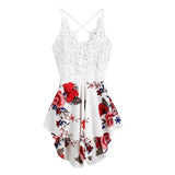 Summer Women Clothes Sleeveless Floral Print V-Neck Sleeveless Playsuit Jumpsuits For Women Playsuit Overalls For Women