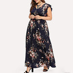 Hot Selling New 2019  Women Plus Size Summer V Neck Floral Print Boho Sleeveless Party Dress L-5XL