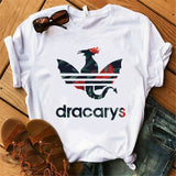 Dracarys GAME OF THRONE Female T Shirt Women Summer 2019 Dragon Print Tshirt White Casual Plus Size Streetwear Fashion T-shirts